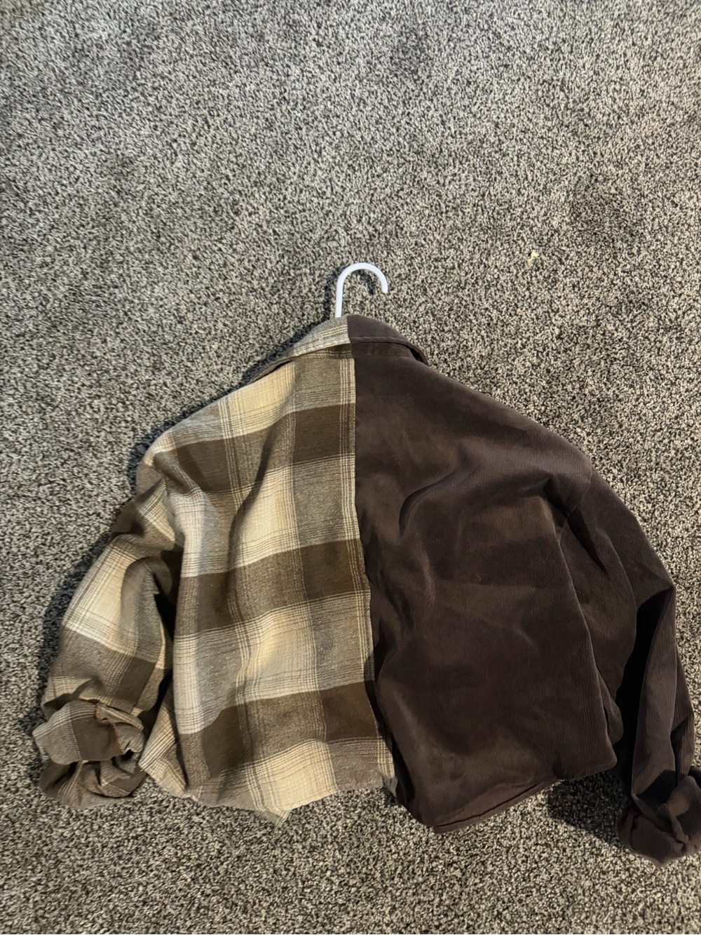 Two-Tone Brown Suede & Plaid Shacket - Picture 5 of 6